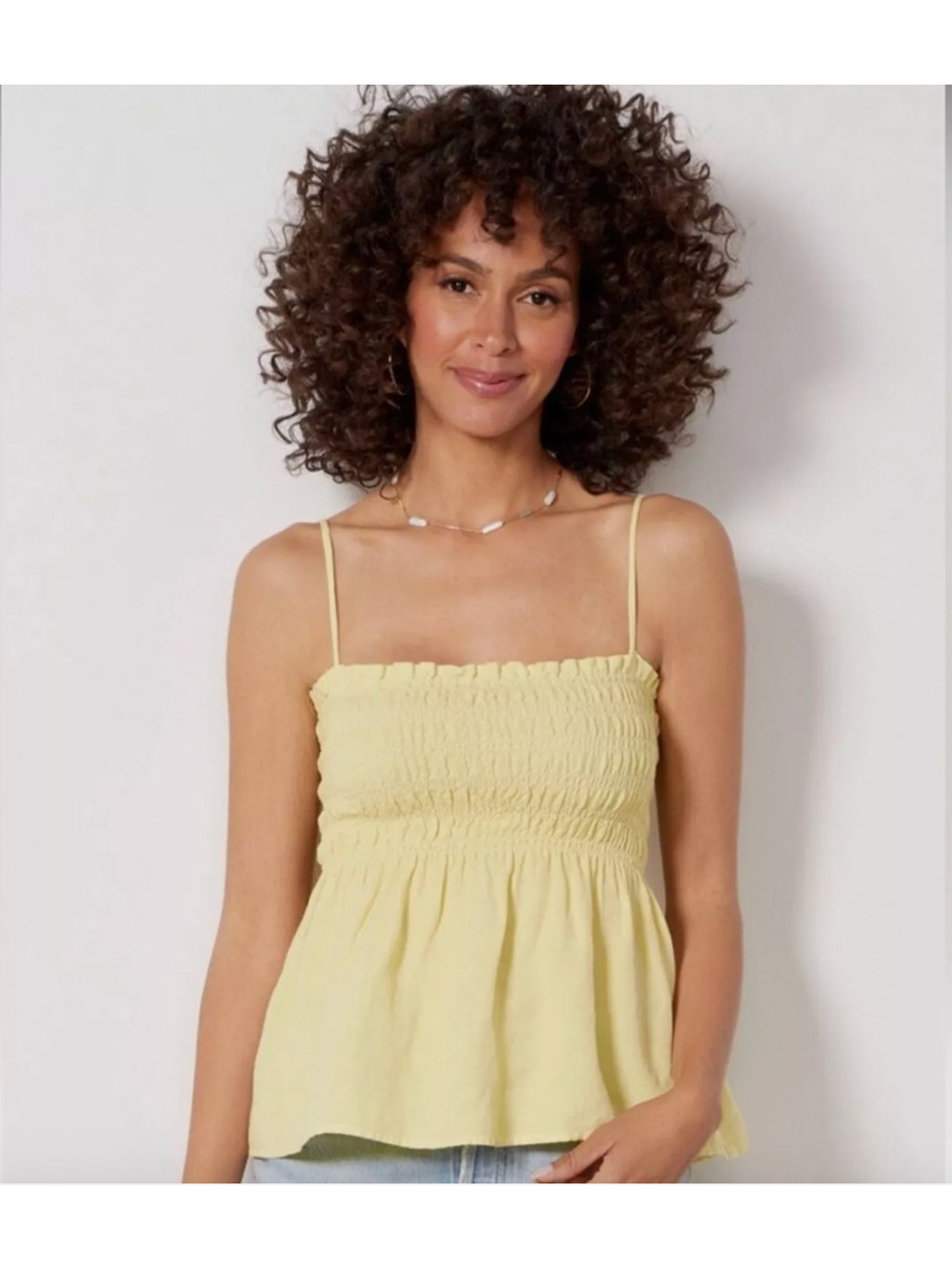 EVEREVE Cloth & Stone NWT Smocked Linen Tank in Yellow // XL